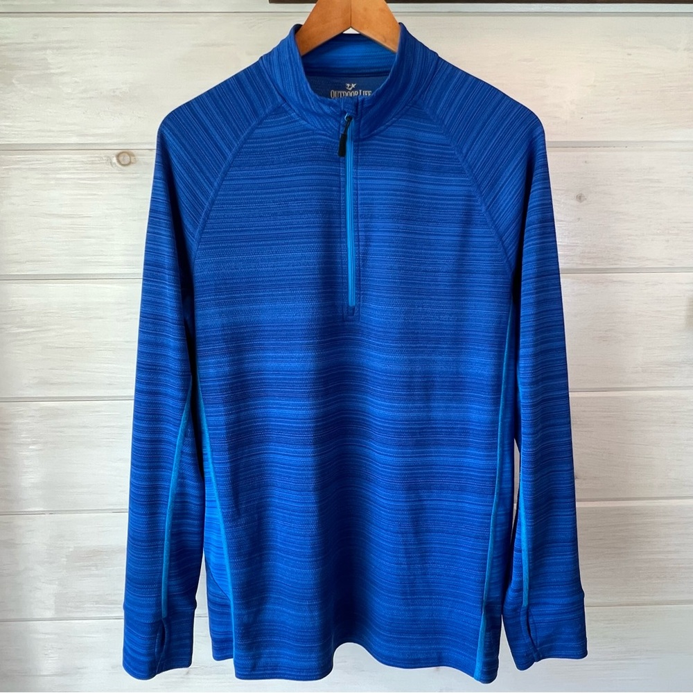 Outdoor Life Quarter Zip Pullover Lightweight Thumbholes Vibrant Blue Large L